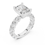 Radiant Cut Diamond Eternity Engagement Ring with Shared Prong Band