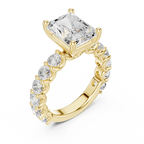 Radiant Cut Diamond Eternity Engagement Ring with Shared Prong Band