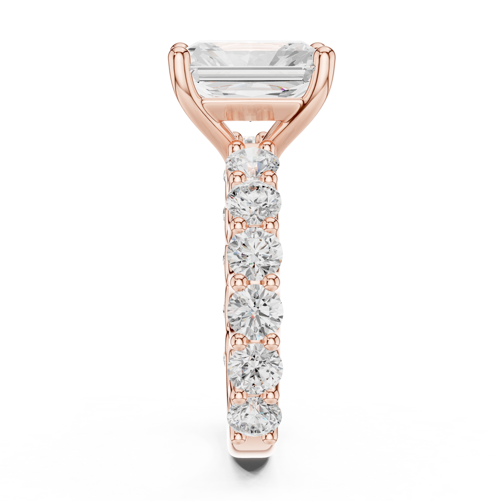 Radiant Cut Diamond Eternity Engagement Ring with Shared Prong Band