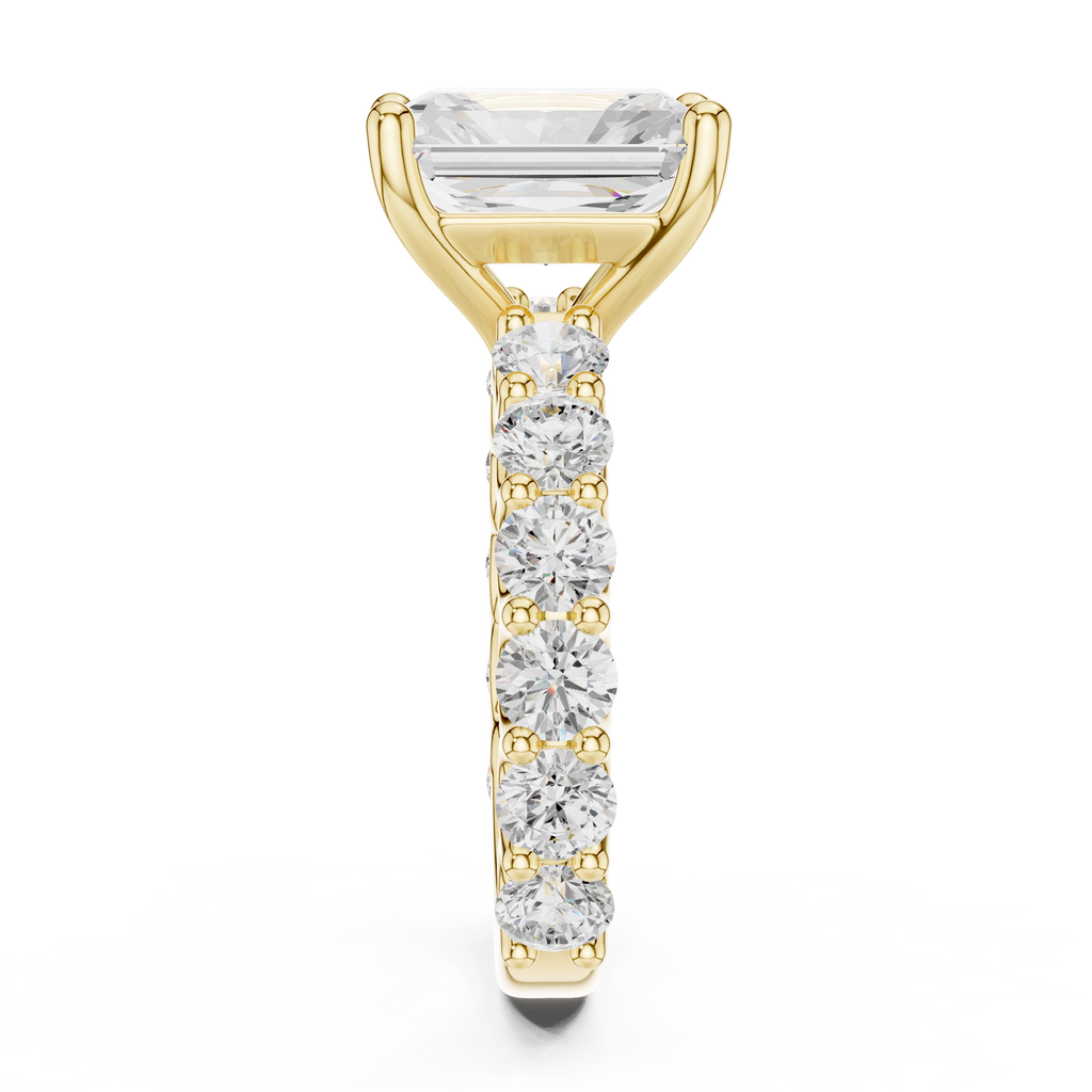 Radiant Cut Diamond Eternity Engagement Ring with Shared Prong Band