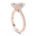 2.09 CT Emerald Cut Diamond Hidden Halo Pavé Engagement Ring