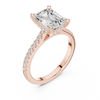 2.09 CT Emerald Cut Diamond Hidden Halo Pavé Engagement Ring