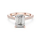 2.09 CT Emerald Cut Diamond Hidden Halo Pavé Engagement Ring