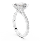 2.09 CT Emerald Cut Diamond Hidden Halo Pavé Engagement Ring