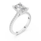 2.09 CT Emerald Cut Diamond Hidden Halo Pavé Engagement Ring
