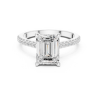 2.09 CT Emerald Cut Diamond Hidden Halo Pavé Engagement Ring