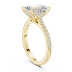 2.09 CT Emerald Cut Diamond Hidden Halo Pavé Engagement Ring