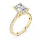 2.09 CT Emerald Cut Diamond Hidden Halo Pavé Engagement Ring