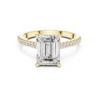 2.09 CT Emerald Cut Diamond Hidden Halo Pavé Engagement Ring