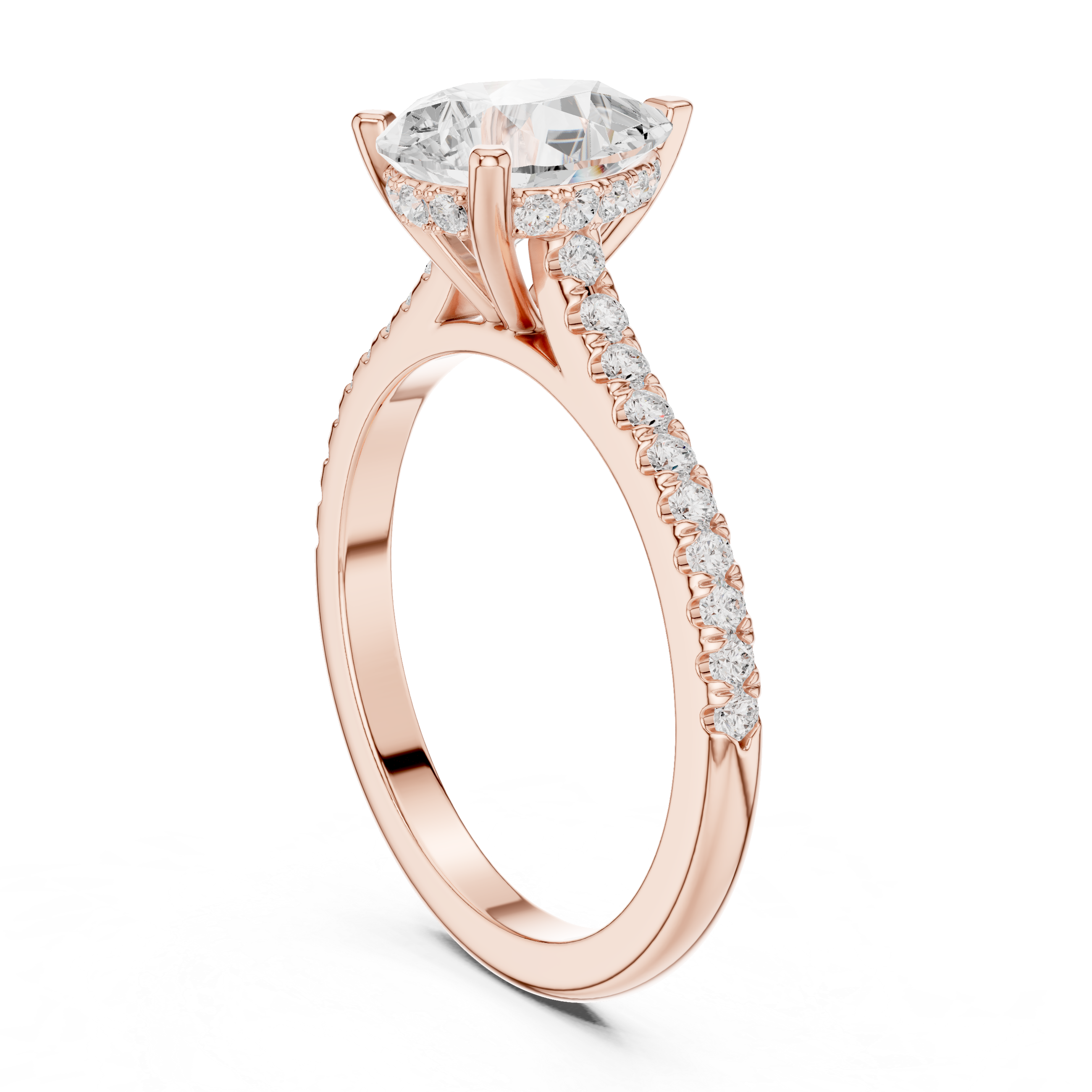 1.62 CT Pear Cut Diamond Cathedral Pavé Engagement Ring