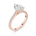 1.62 CT Pear Cut Diamond Cathedral Pavé Engagement Ring
