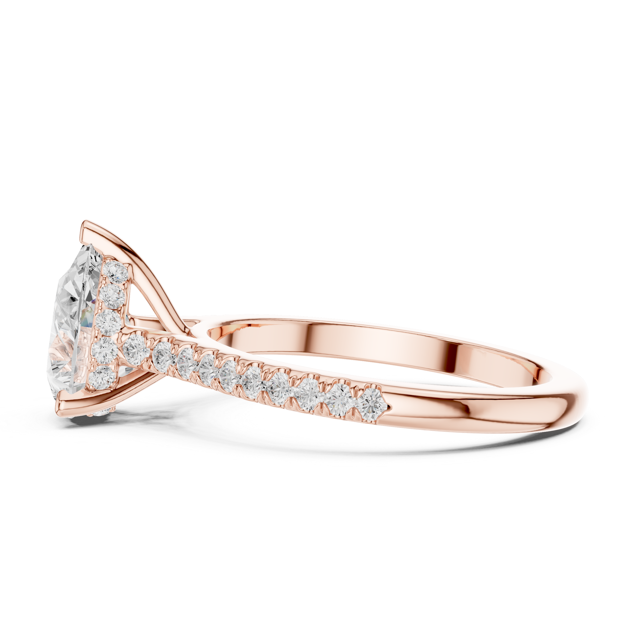 1.62 CT Pear Cut Diamond Cathedral Pavé Engagement Ring