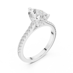 1.62 CT Pear Cut Diamond Cathedral Pavé Engagement Ring