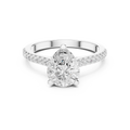 1.62 CT Pear Cut Diamond Cathedral Pavé Engagement Ring