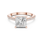 2.15 CT Princess Cut Diamond Cathedral Pavé Engagement Ring