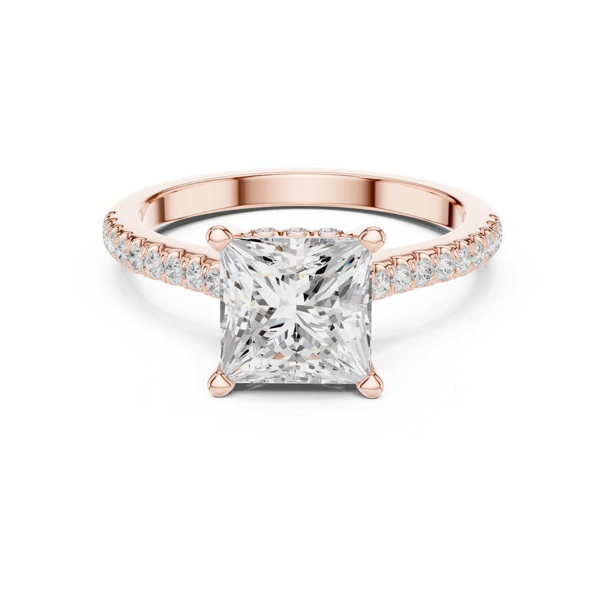 Princess Cut Diamond Cathedral Pavé Engagement Ring – view 5 of 12, lab grown diamond ring | Jewelix Atelier