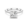 2.15 CT Princess Cut Diamond Cathedral Pavé Engagement Ring