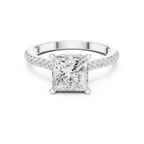 2.15 CT Princess Cut Diamond Cathedral Pavé Engagement Ring