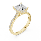 2.15 CT Princess Cut Diamond Cathedral Pavé Engagement Ring