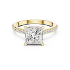 2.15 CT Princess Cut Diamond Cathedral Pavé Engagement Ring