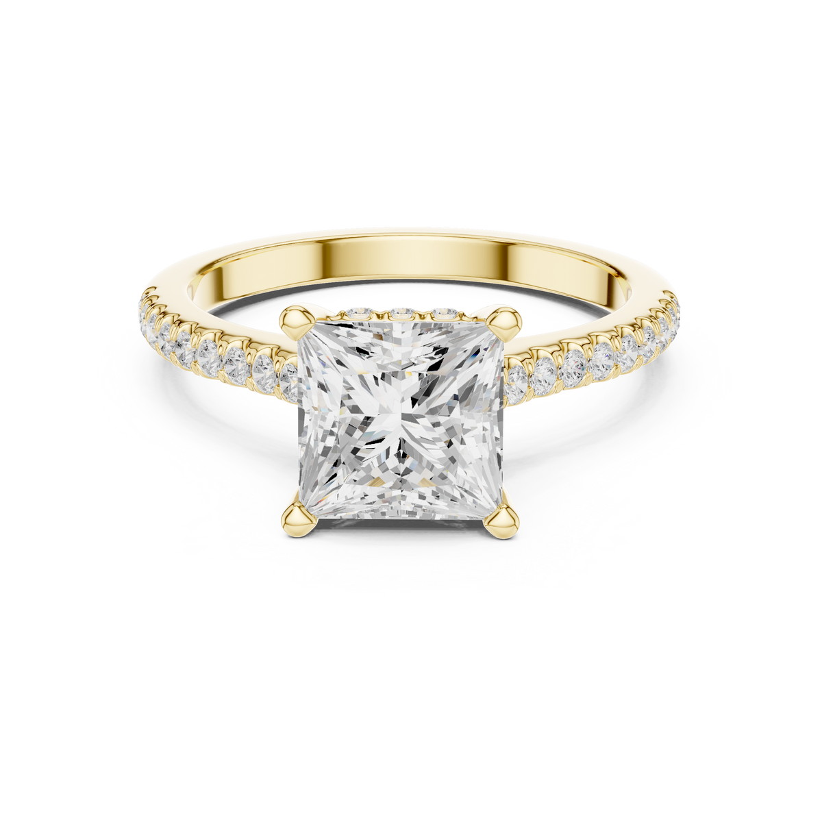 Princess Cut Diamond Cathedral Pavé Engagement Ring – view 9 of 12, lab grown diamond ring | Jewelix Atelier