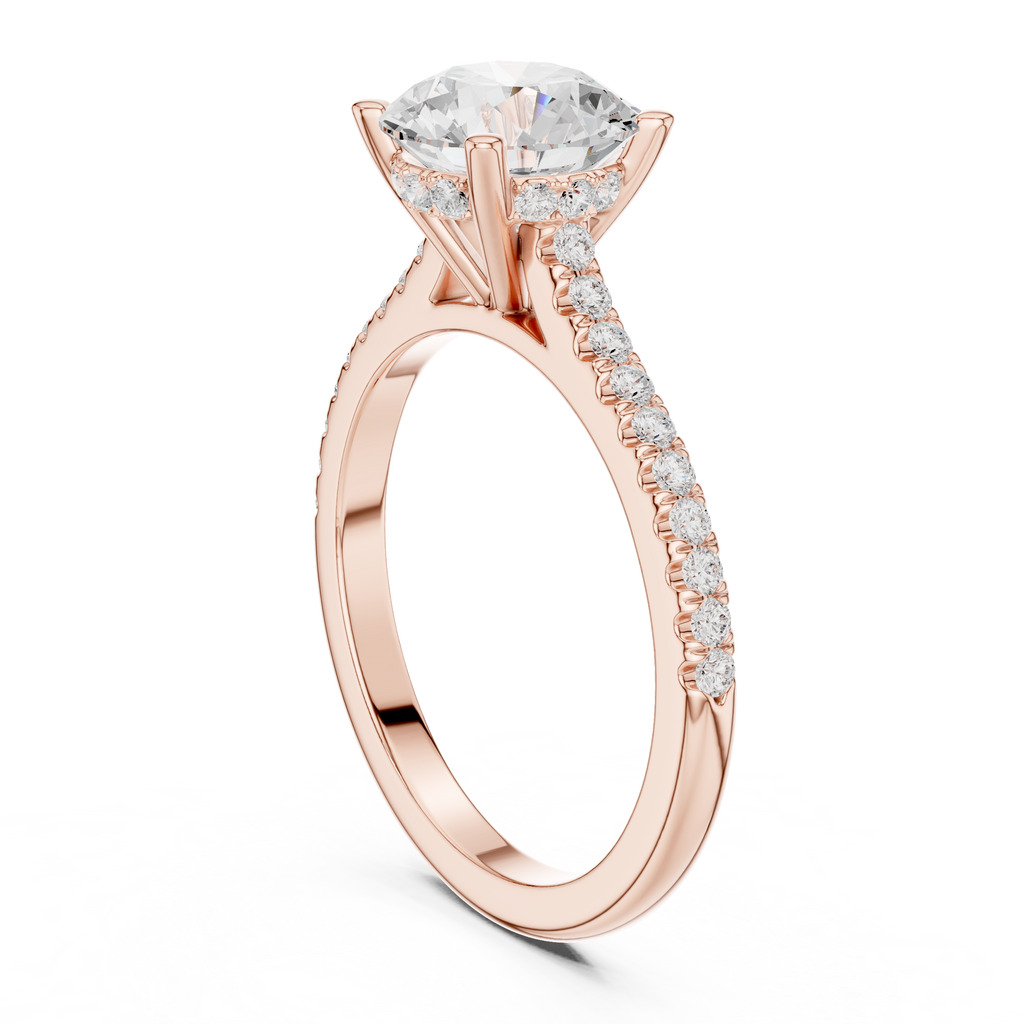 2.00 CT Round Brilliant Diamond Cathedral Pavé Engagement Ring