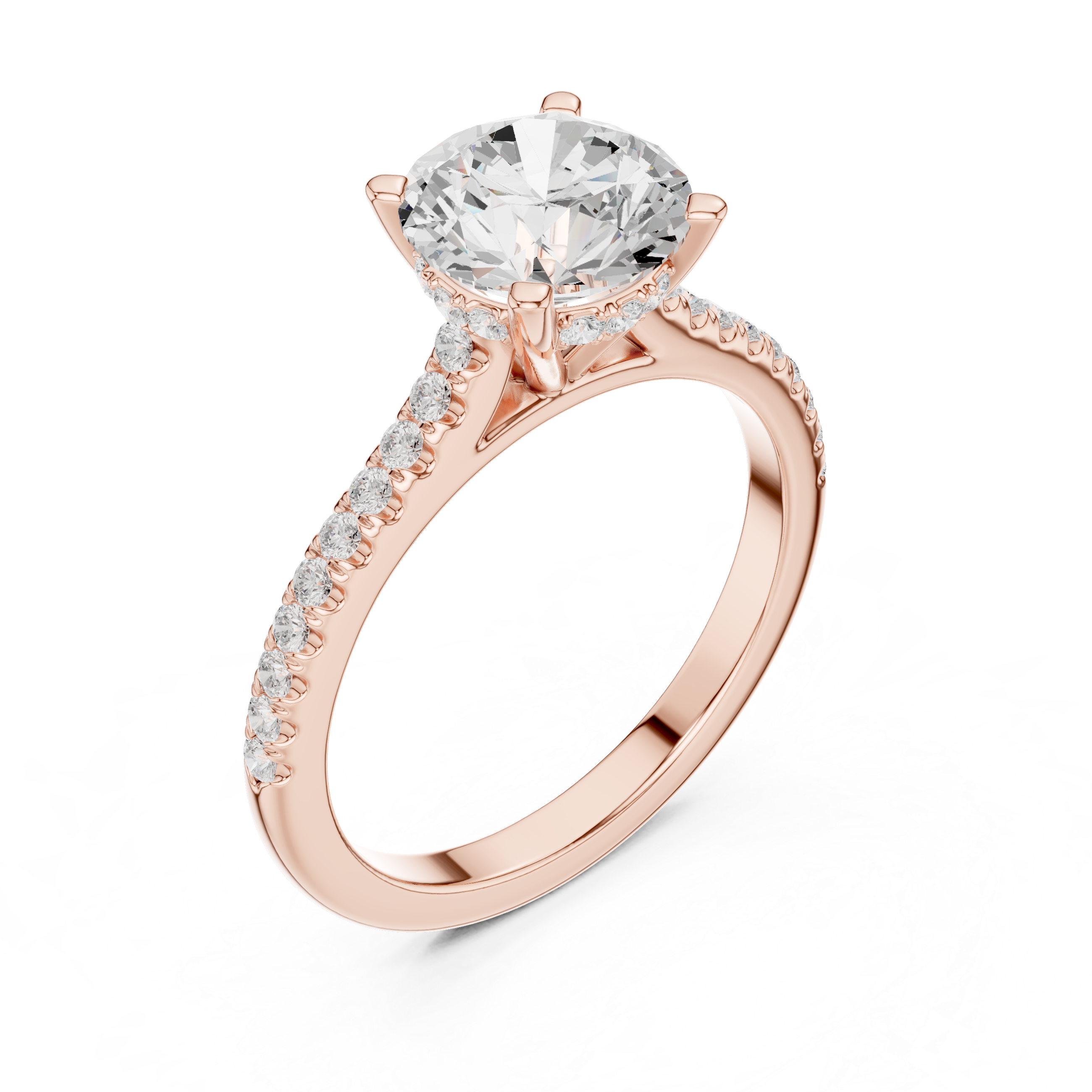 2.00 CT Round Brilliant Diamond Cathedral Pavé Engagement Ring