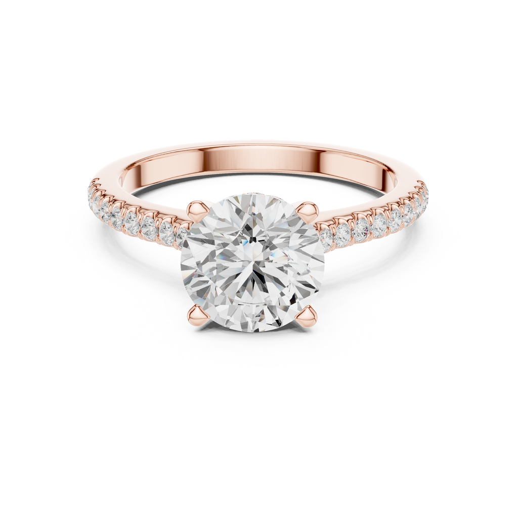 2.00 CT Round Brilliant Diamond Cathedral Pavé Engagement Ring