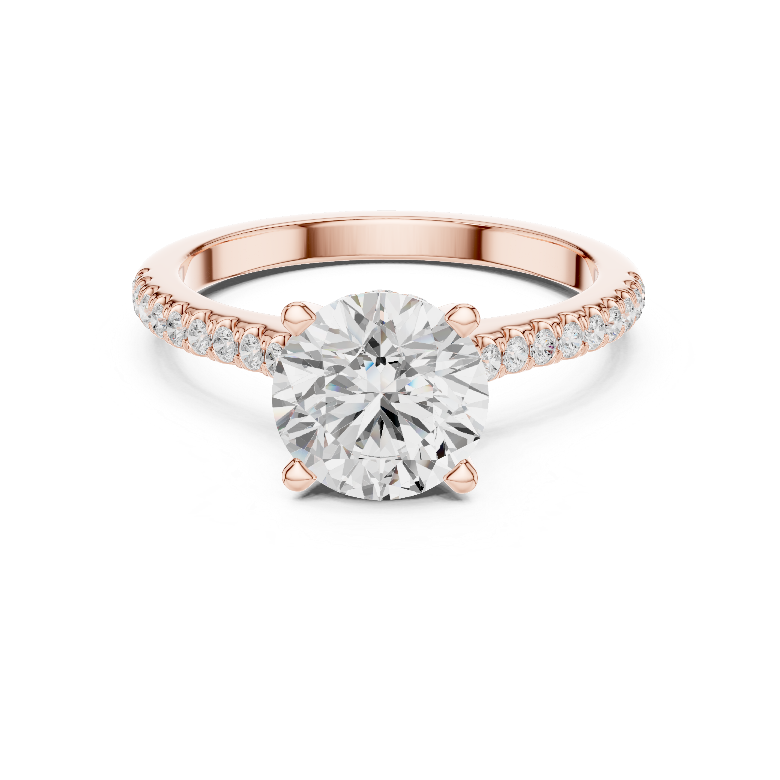2.00 CT Round Brilliant Diamond Cathedral Pavé Engagement Ring