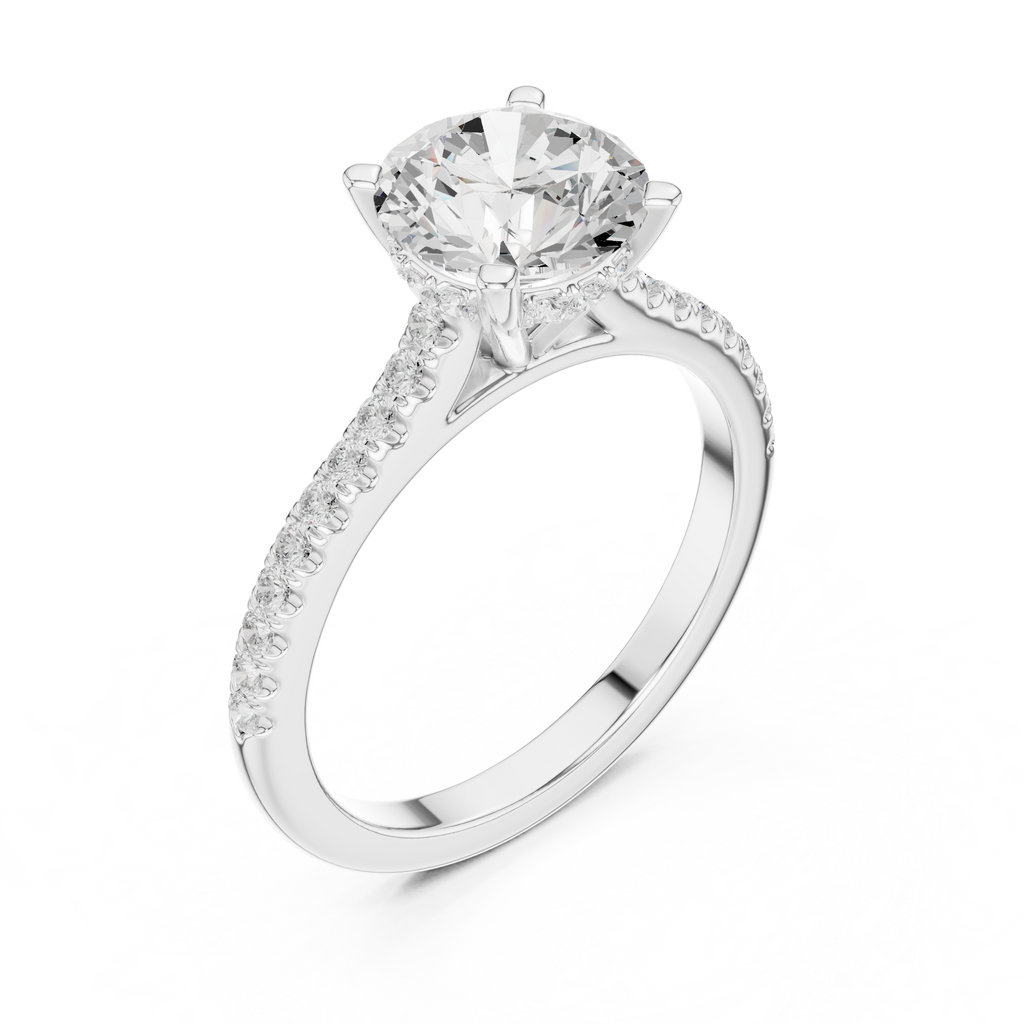 2.00 CT Round Brilliant Diamond Cathedral Pavé Engagement Ring