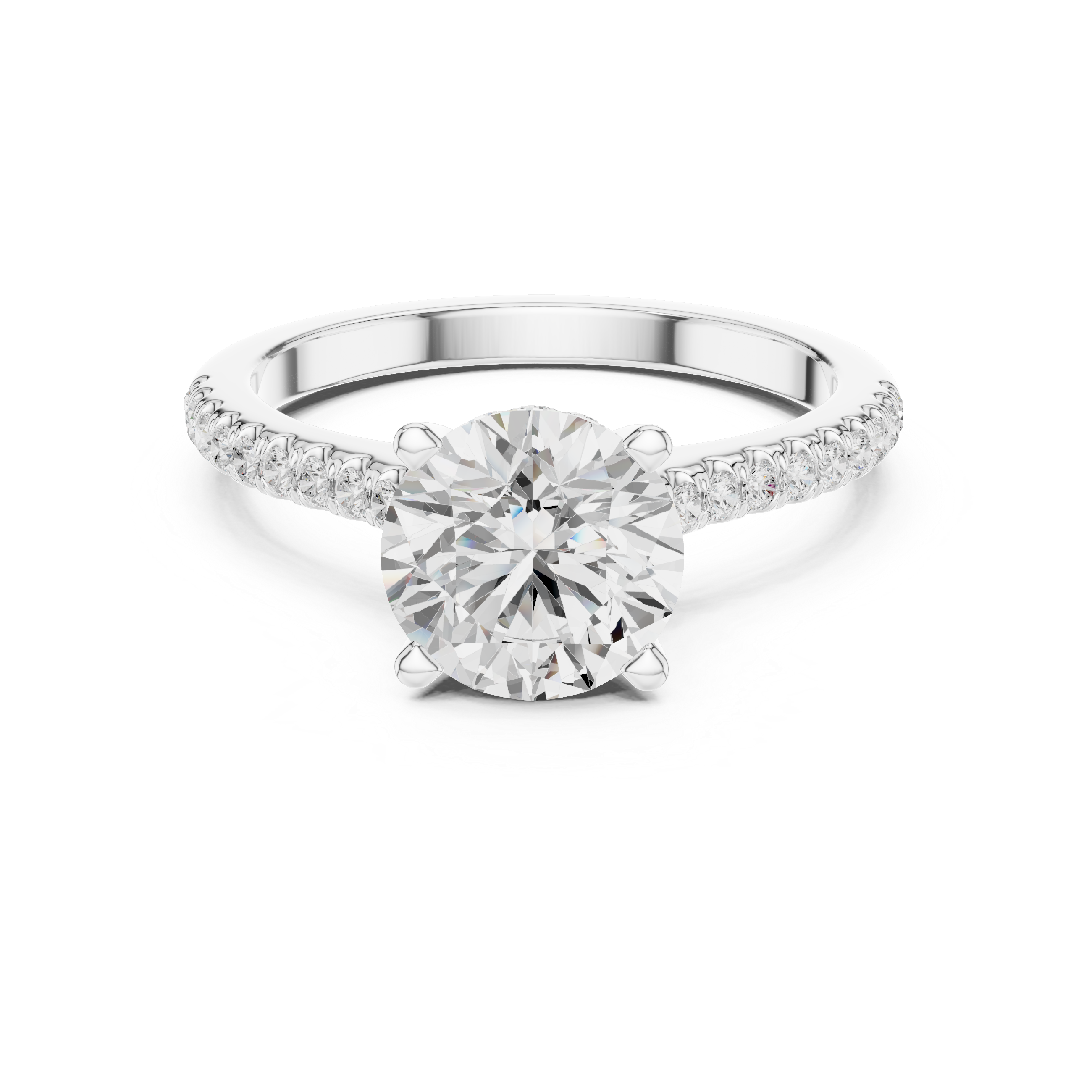 2.00 CT Round Brilliant Diamond Cathedral Pavé Engagement Ring