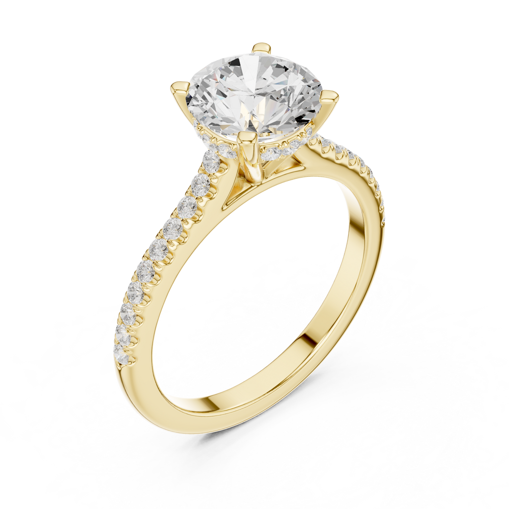 2.00 CT Round Brilliant Diamond Cathedral Pavé Engagement Ring