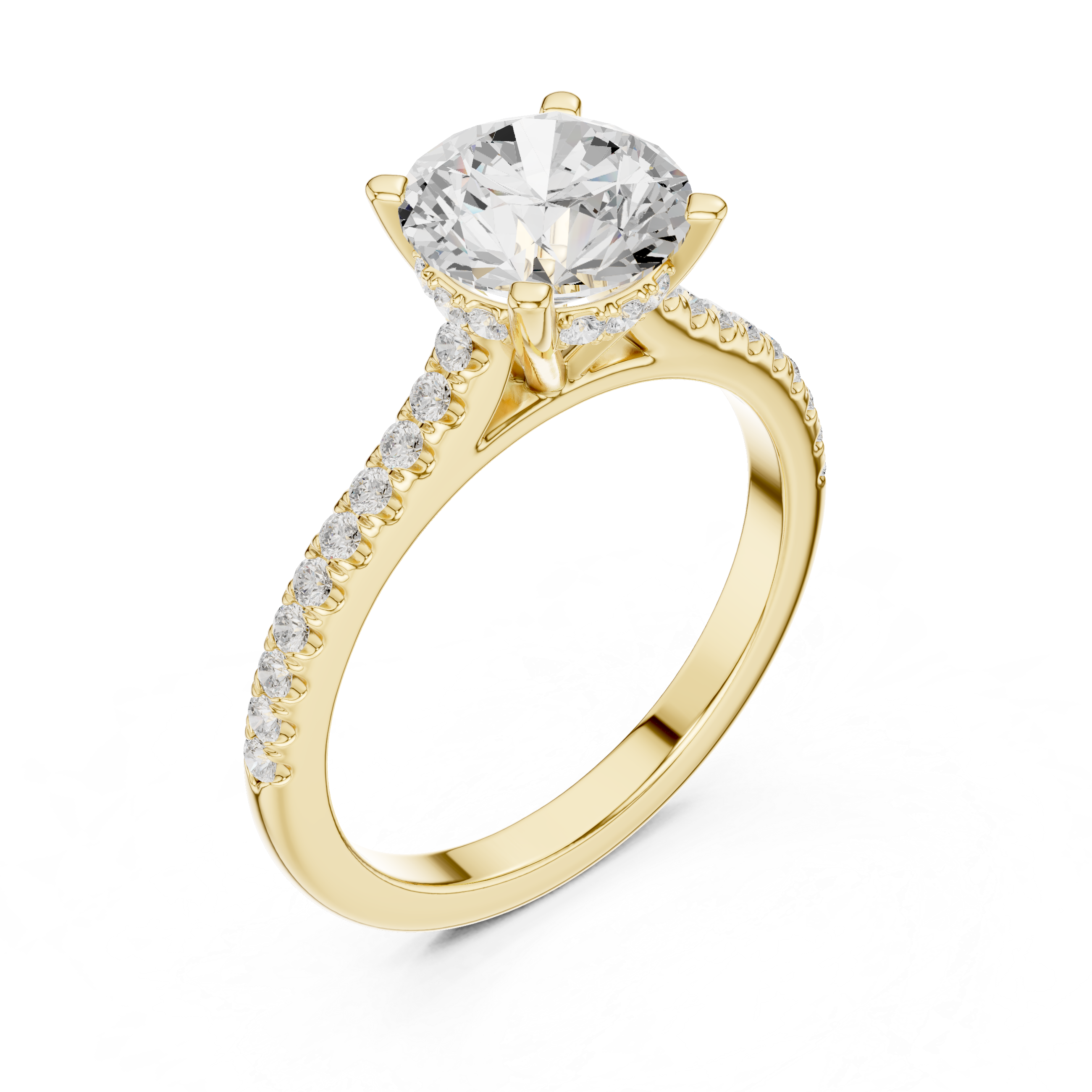 2.00 CT Round Brilliant Diamond Cathedral Pavé Engagement Ring