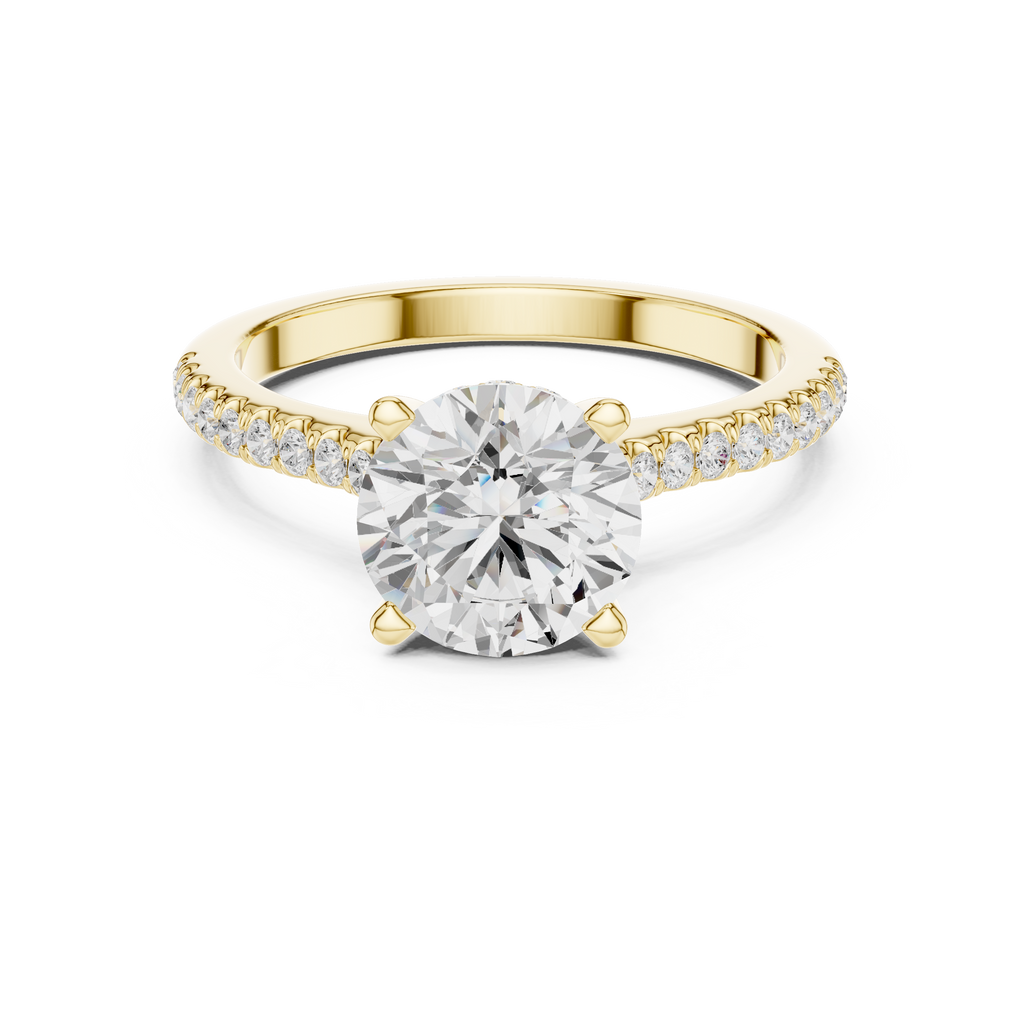 2.00 CT Round Brilliant Diamond Cathedral Pavé Engagement Ring