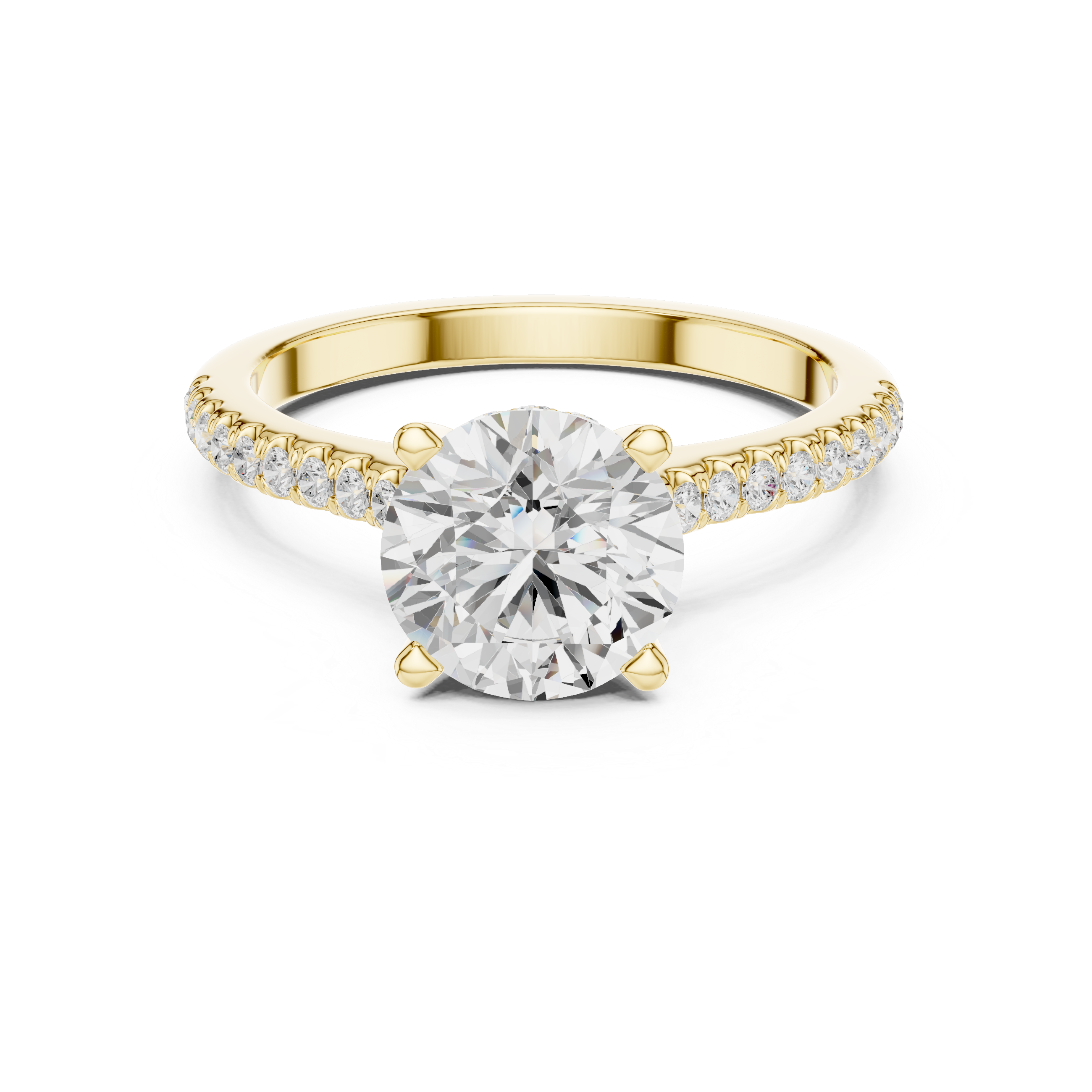 2.00 CT Round Brilliant Diamond Cathedral Pavé Engagement Ring