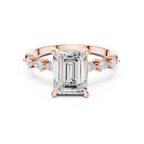 2.10 CT Emerald Cut Diamond Three Stone Engagement Ring