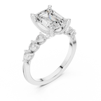 2.10 CT Emerald Cut Diamond Three Stone Engagement Ring
