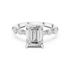 2.10 CT Emerald Cut Diamond Three Stone Engagement Ring