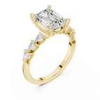2.10 CT Emerald Cut Diamond Three Stone Engagement Ring