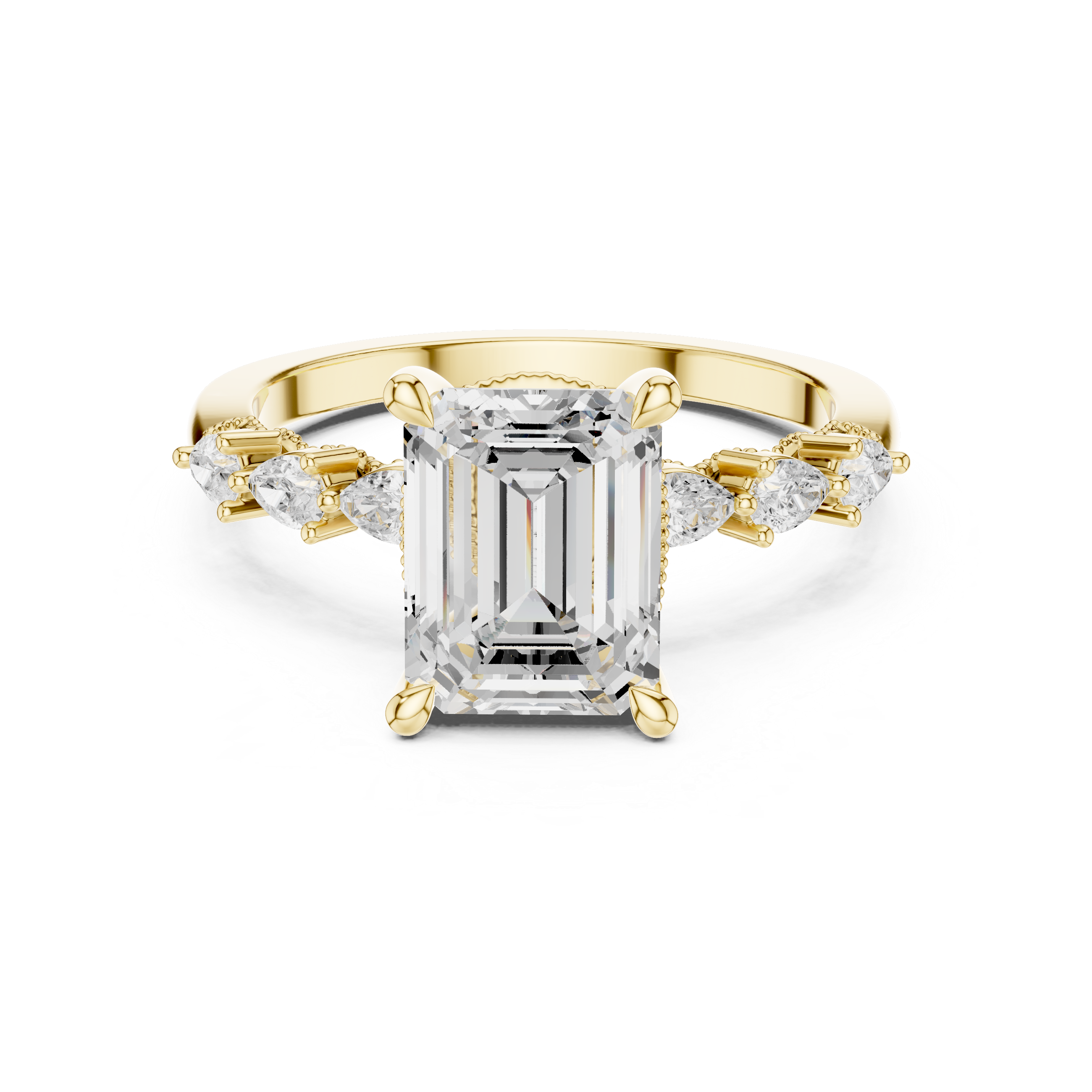2.10 CT Emerald Cut Diamond Three Stone Engagement Ring