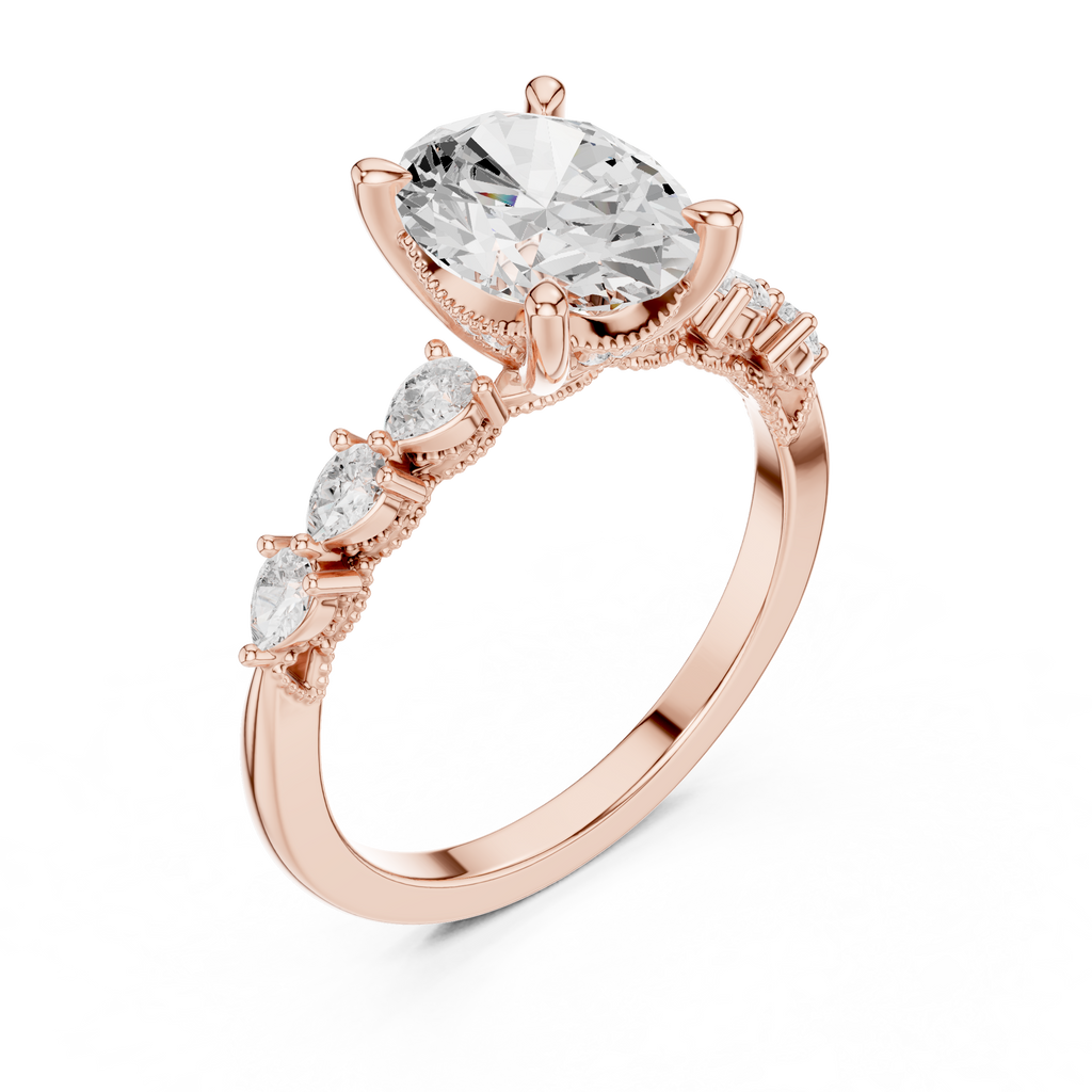1.67 CT Oval Cut Diamond Three Stone Engagement Ring