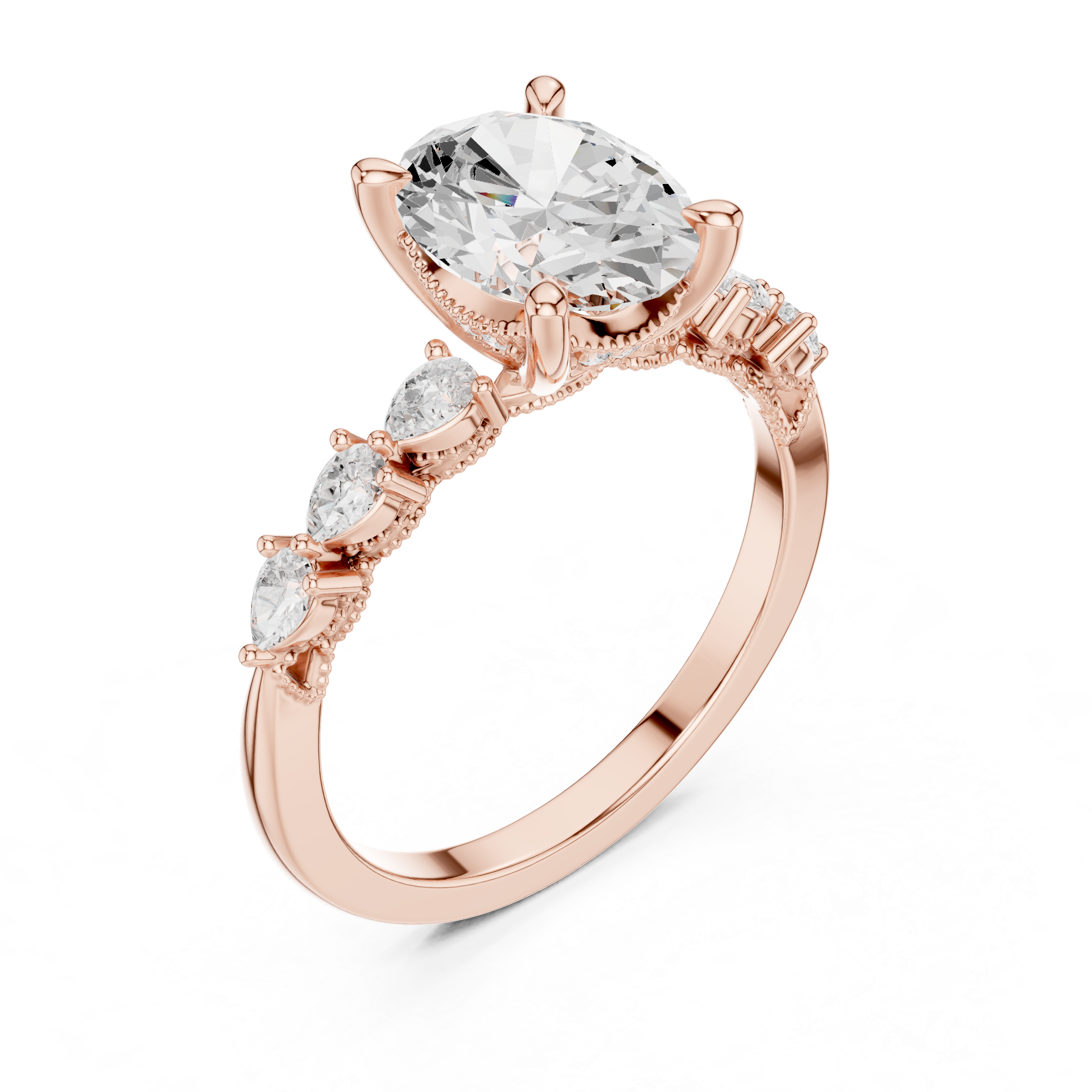 1.67 CT Oval Cut Diamond Three Stone Engagement Ring