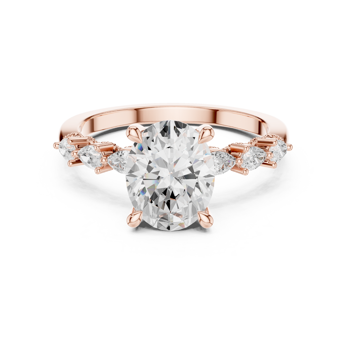 1.67 ct Oval Cut Diamond Three Stone Engagement Ring – view 5 of 12, lab grown diamond ring | Jewelix Atelier