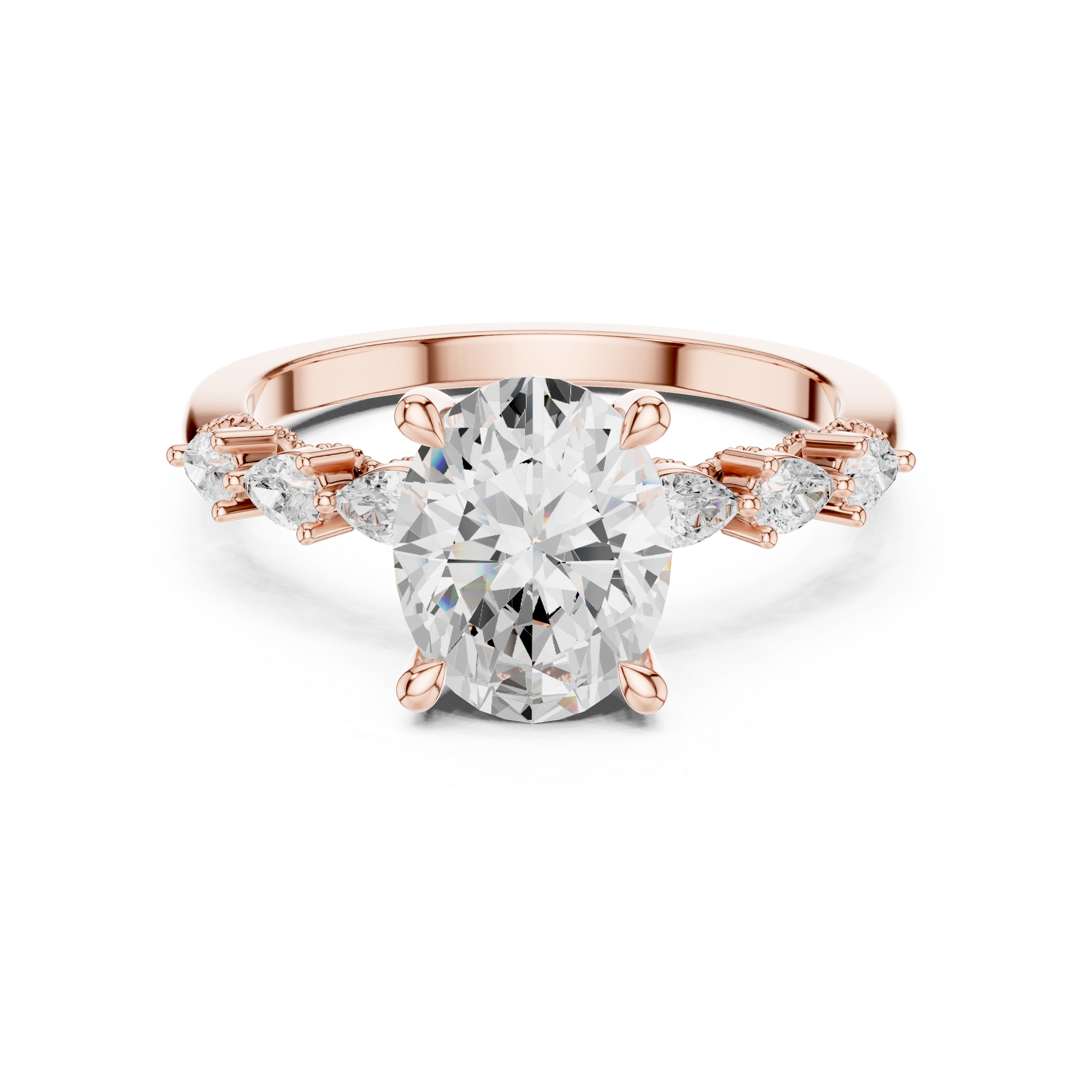 1.67 CT Oval Cut Diamond Three Stone Engagement Ring