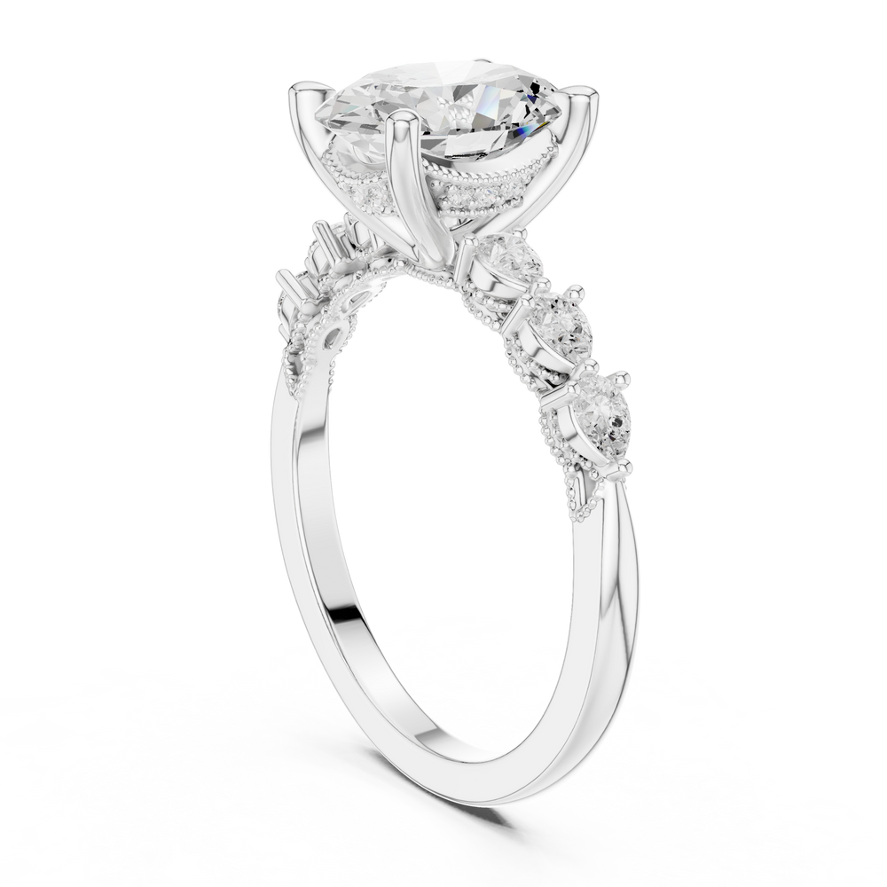 1.67 CT Oval Cut Diamond Three Stone Engagement Ring