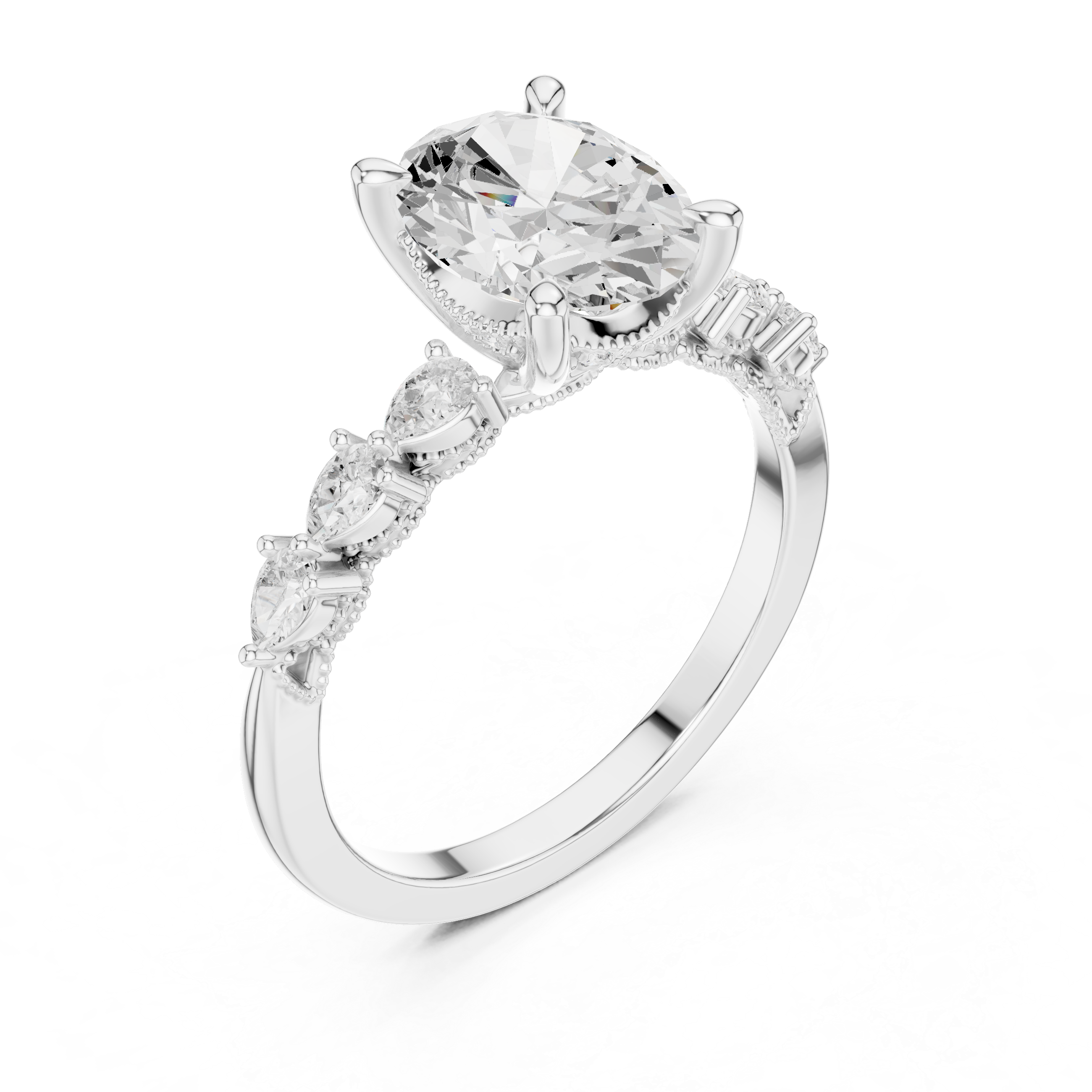 1.67 CT Oval Cut Diamond Three Stone Engagement Ring