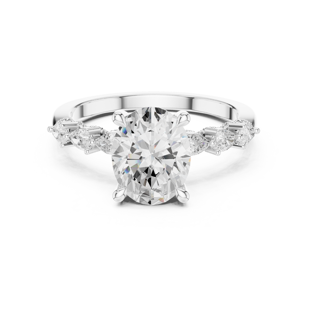 1.67 CT Oval Cut Diamond Three Stone Engagement Ring