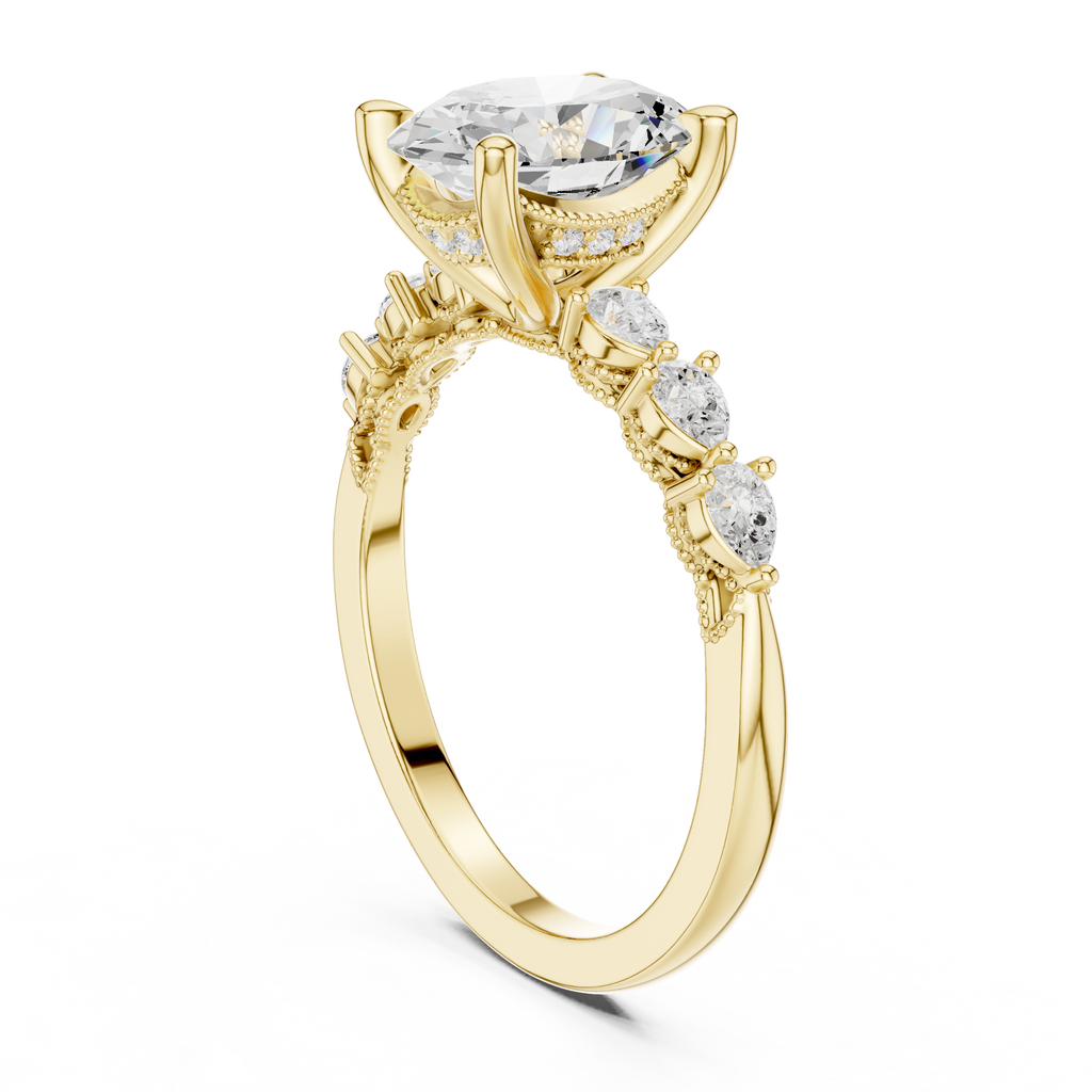 1.67 CT Oval Cut Diamond Three Stone Engagement Ring
