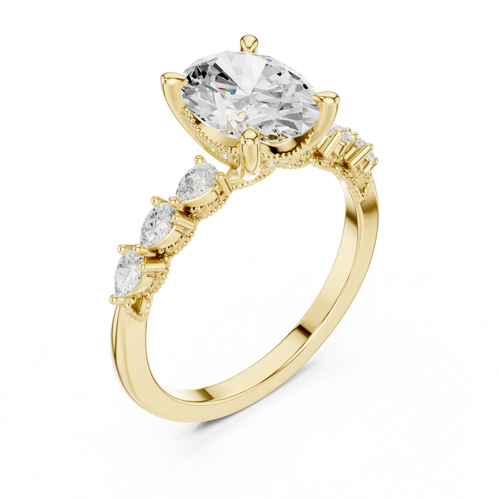 1.67 CT Oval Cut Diamond Three Stone Engagement Ring