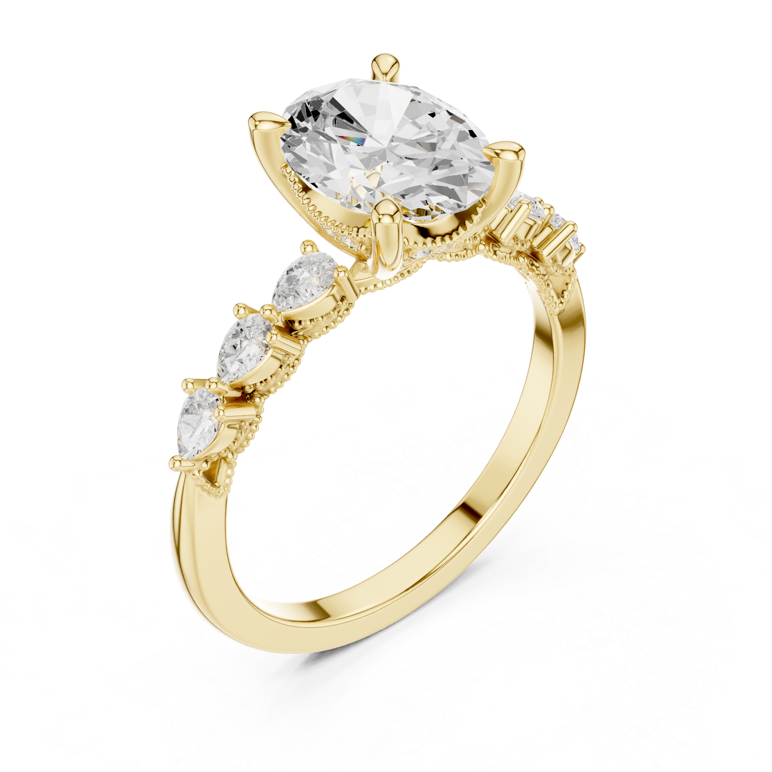 1.67 CT Oval Cut Diamond Three Stone Engagement Ring